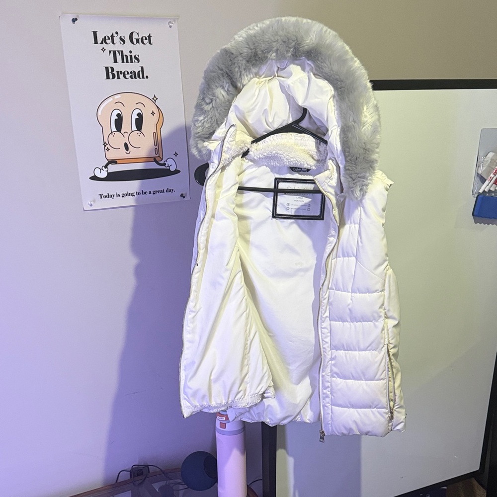 Calvin Klein Performance Vest with Faux Fur Hood